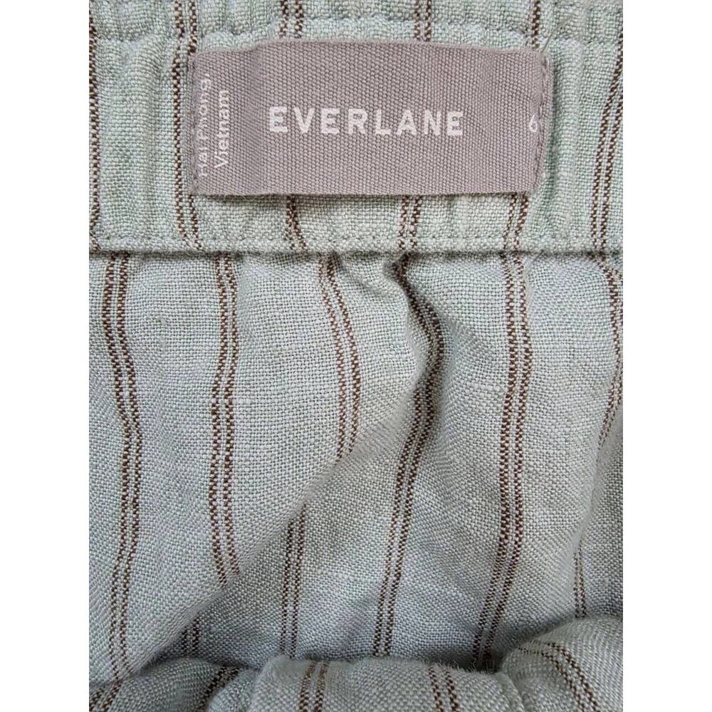 Everlane Striped Jumpsuit Belted green Linen Size 6 A001668 - Picture 6 of 9